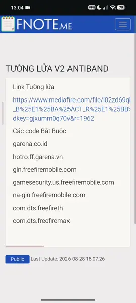 Link Tường lửa  https://www.mediafire.com/file/l02zd69qbahehc5/BYPASS_FIX_K%25C3%258DCH_S%25E1%25BA%25A2NH_-_B%25E1%25BA%25ACT_R%25E1%25BB%2592I_M%25E1%25BB%259AI_V%25C3%2580O_MENU_CH%25C6%25A0I_%25281%2529.apk/file?dkey=gjxumm0q70v&r=1962 Các code Bắt Buộc  garena.co.id hotro.ff.garena.vn gin.freefiremobile.com gamesecurity.us.freefiremobile.com na-gin.freefiremobile.com com.dts.freefireth com.dts.freefiremax #xuhuongtiktok #freefire_lover 