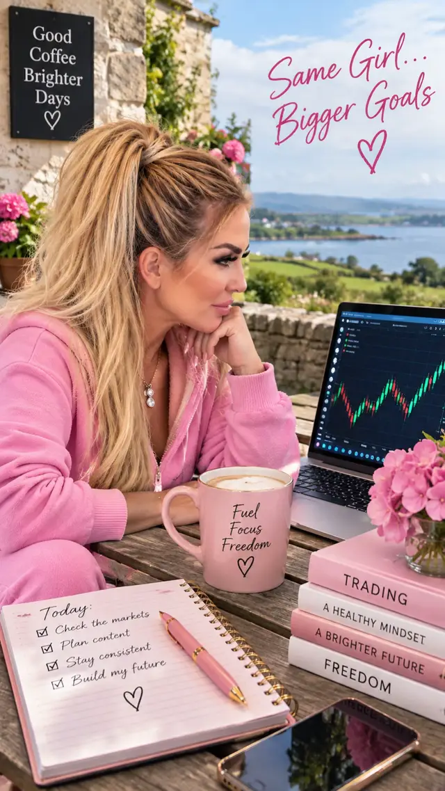 Coffee, focus and a plan ☕💻✨ Learning, staying consistent and working towards the future I want — one step at a time. 💕 Want to know what I’m learning? Message me 💌 #TradingJourney #WomenWhoTrade #LearningToTrade #WomenInBusiness #BiggerGoals