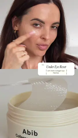 A little under-eye reset with Abib ✨ Hydrating, cooling and the perfect refresh for tired-looking eyes. 🤍 #Abib #collageneyepatch #antiaging #empties #wrinkles @Abib Cosmetics 