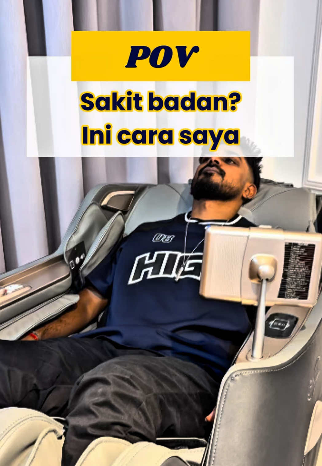Leher sakit, pinggang pun sengal? 😮‍💨 Cuba buat **regangan badan** dulu, lepas tu relax dengan **B-Bravo 2** 💆‍♀️✨ #GINTELL #BBravo2 #KerusiUrut #BodyStretch #WellnessTips 