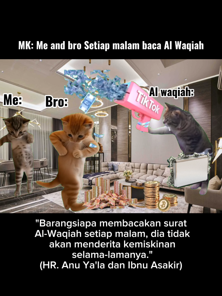 Keutamaan dan Manfaat Surat Al-Waqiah 1. MELANCARKAN REJEKI: Membiasakan membaca surat ini diyakini dapat mempermudah jalan mendapatkan rezeki dan mencukupi kebutuhan hidup. 2. TERHINDAR DARI KEFAKIRAN: Berdasarkan hadis riwayat Imam Baihaqi, orang yang rutin membaca Surat Al-Waqiah setiap malam tidak akan mengalami kemelaratan atau kesempitan hidup. 3. MENDAPATKAN KETENANGAN HATI: Kandungan ayat-ayatnya yang mengingatkan tentang hari kiamat dan kekuasaan Allah membuat pembacanya lebih tawakal dan bersyukur. 4. MEMPERMUDAH SAKARATUL MAUT: Membacakan surat ini di dekat orang yang sedang sekarat diyakini dapat meringankan rasa sakit dan mempermudah keluarnya roh dari jasad. #memedakwah #lucu #hadis #fyp #alwaqiah 