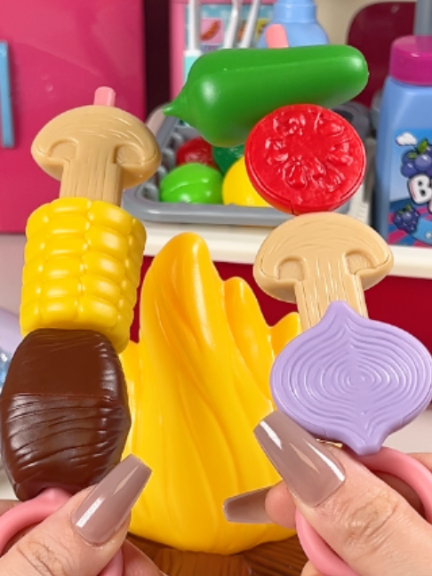 Satisfying Toy ASMR ★ Making Toy Food Skewers #fyp #toyasmr #cookingtoys #satisfying #kitchentoys