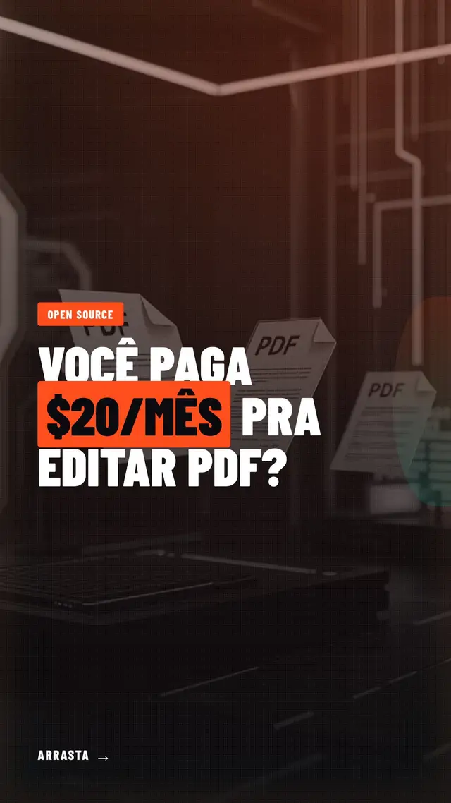 Stirling-PDF é o projeto #1 de PDF no GitHub e tá resolvendo o problema que eu tinha com ferramentas de PDF pagas. Roda 100% local no seu PC ou servidor, sem mandar nada pra nuvem de terceiros. Mais de 50 ferramentas (editar, assinar, comprimir, OCR, redação, conversão) que normalmente você pagaria $20/mês no Adobe Acrobat. Pode subir no Docker em 1 minuto ou usar direto no navegador. Manda pro amigo que ainda paga assinatura de PDF. Salva pra quando precisar editar aquele documento sem depender de site aleatório. Você usa alguma ferramenta de PDF paga ou já migrou pro open-source? #opensource #pdfgratis #stirlingpdf #adobealternative #ferramentasdev