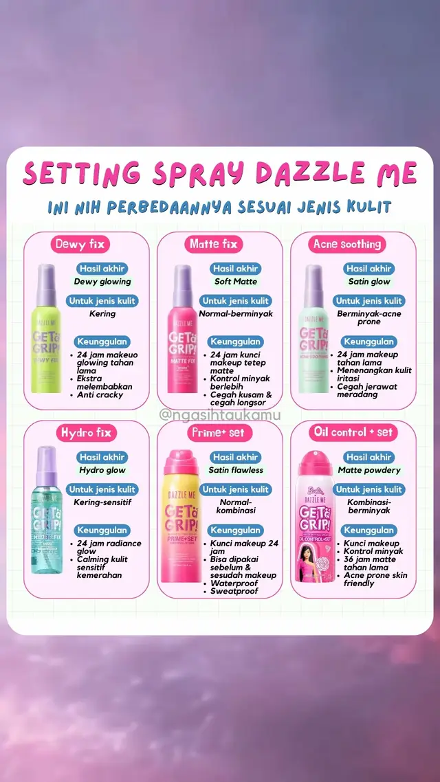 ini nih jenis-jenis dan macam-macam setting spray dazzle me #dazzlemesettingspray 