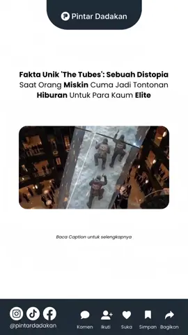 Pernah bayangin hidup di dalam tabung kaca transparan cuma buat jadi tontonan hiburan para elit? Gila sih ini! Kenalin, ini konsep film dystopian super brilian berjudul “The Tubes” karya kreator @vaigueman. Bayangin perpaduan ketegangan Squid Game ketemu konflik sosial The Platform, tapi dieksekusi dengan visual dan premis yang bikin merinding! Di dunia ini, masyarakat kelas bawah dikurung dalam jaringan tabung kaca yang melintang tepat di tengah hotel dan plaza mewah. Mereka dipaksa berjuang bertahan hidup—mulai dari memanjat dinding es sampai kabur dari rintangan ekstrem—sementara para kaum elit asyik menonton sambil menyesap sampanye dari balik kaca. Slogan yang tertulis di dinding pembatasnya ngena banget: 
