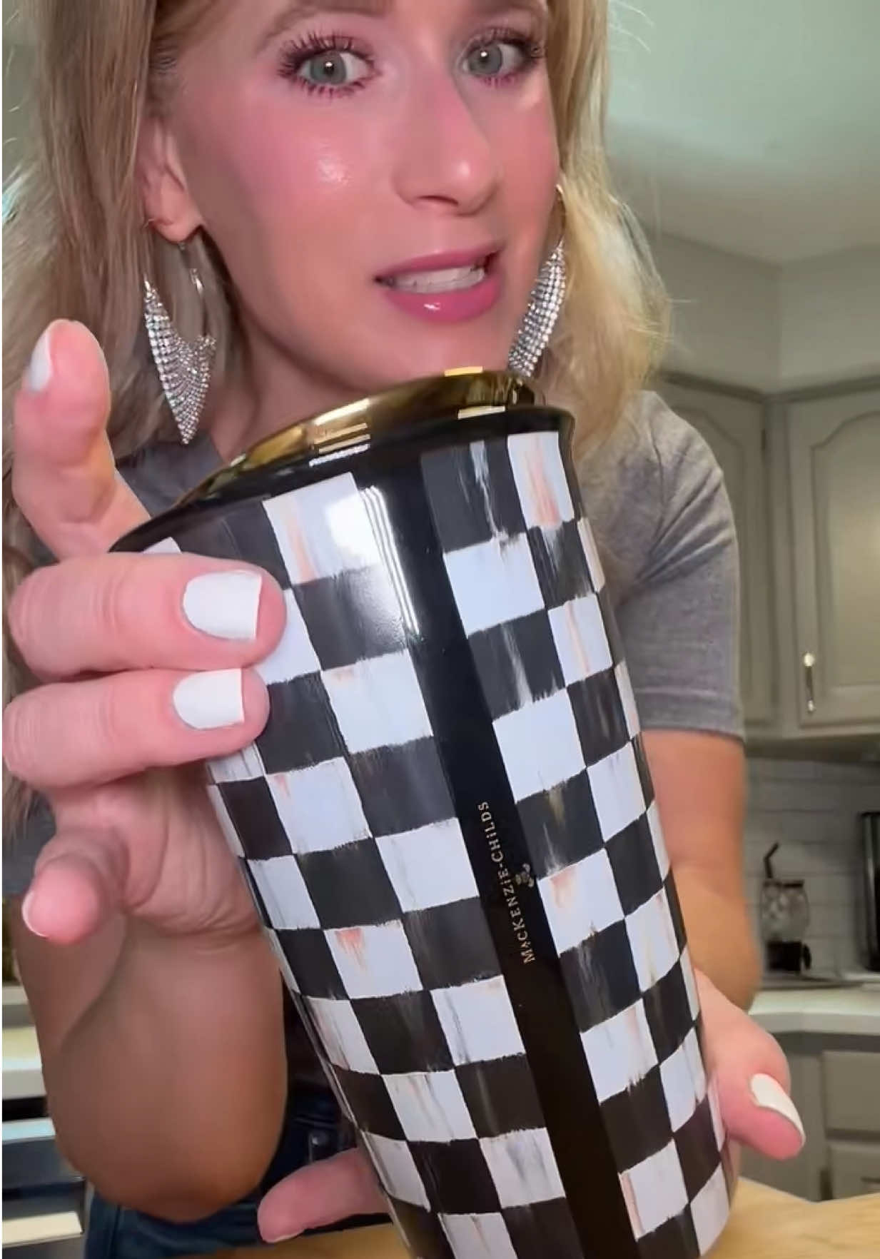🤩🤍🖤🤍🖤 This MacKenzie Child Travel mug is unique and gorgeous! Super low stock check out quick! #mackenziechilds #travelmug #coffeetumbler #ceramic @QVC, Inc #QVCLoyaltyProgram