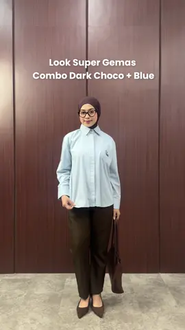 Prettiest combine blue & brown. Save ide pairing ini! #celanakerja #celanawanita #kemejakerja #kemejawanita #atasanwanita 