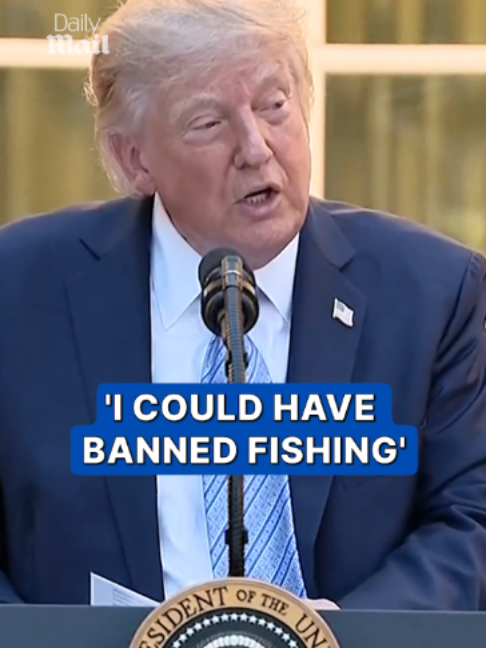 President Donald Trump joked about temporarily banning fishing until Johnny - referring to Bass Pro Shops founder Johnny Morris - called him and asked him 'not to put me out of business'. The president was speaking at a Rose Garden event where he hosted more than 100 hunters, anglers and outdoor industry officials to announce executive orders rolling back certain hunting and fishing restrictions. #news #politics #trump #fishing #ban