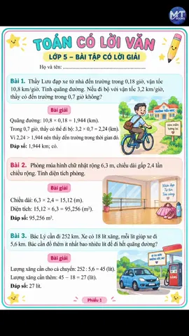🔥 CON LỚP 5 SỢ NHẤT DẠNG TOÁN NÀO? – TOÁN CÓ LỜI VĂN! Đọc đề thì hiểu nhưng đến lúc làm lại không biết chọn phép tính nào, đặt lời giải ra sao? 😥 📘 Bổ trợ Toán lớp 5 giúp con luyện các dạng Toán có lời văn từ cơ bản đến nâng cao, bài tập dễ hiểu và có lời giải cụ thể. ✏️ Luyện thường xuyên để con biết đọc đề – phân tích – chọn phép tính – trình bày bài giải. 👉 Giúp con bớt sợ Toán có lời văn, tự tin làm bài hơn mỗi ngày!#toanhoc #toanlop5 #toantieuhoc #lop5 #tieuhoc 