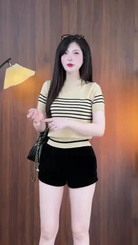 Áo thun ngắn tay sọc mơ dệt kim #aothun 
