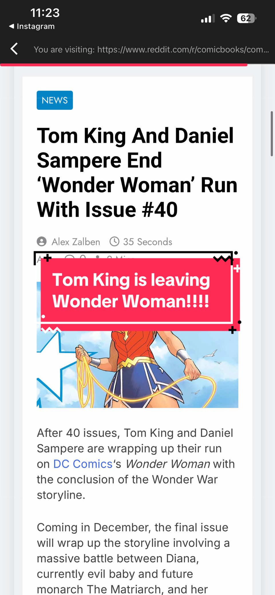 Tom King is leaving Wonder Woman at Issue 40. I was right. We are FREE!!!!!! #wonderwoman #tomking #dccomics #dianaofthemyscira #dianaprince 