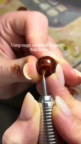 A piece of amber stone, manicure bits, a little bit of magic and tiny snowy owl appears inside🦉🪡✨ I always dreamed of Hedwig being my Patronus, so this one bead feels extra special ❤️‍🩹