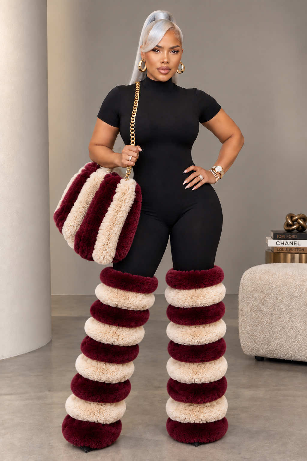 Wait a minute… I think I LOVE these! 🔥 Who would actually wear these custom-made fur thigh & leg warmers? 👀 #BigMiniFashionUniverse #StatementFashion #FallFashion 
