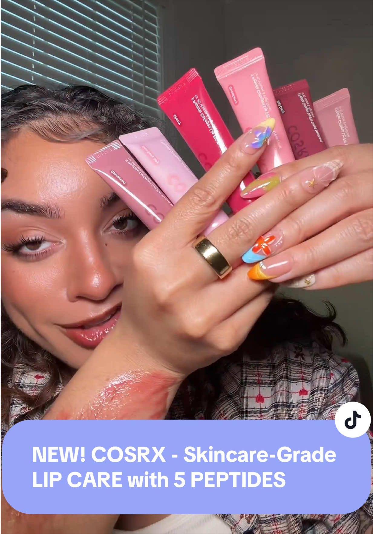 Buildable tint, glossy finish, and 5-peptide lip care all in one little tube? Yeah, this one makes sense. 💋 #COSRXLips #TintedLipBalm #BeautyTok #KBeauty #tiktokshopcreatorpicks @COSRX US 