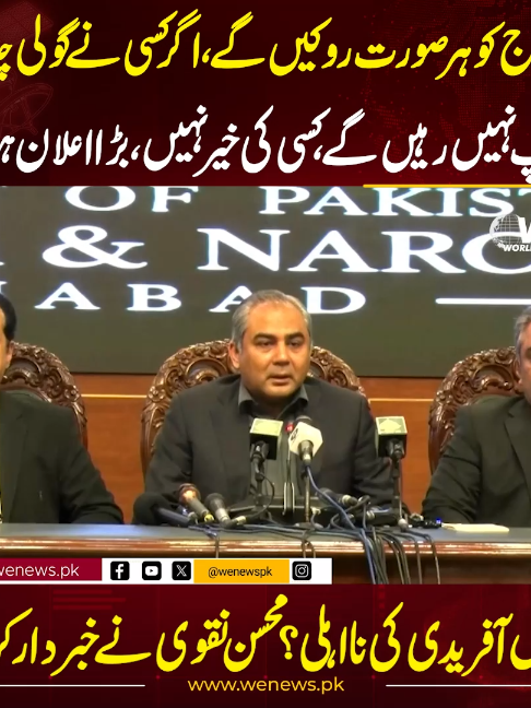 احتجاج کو ہر صورت روکیں گے، اگر کسی نے گولی چلائی تو چپ نہیں رہیں گے، کسی کی خیر نہیں، بڑا اعلان ہوگیا!! سہیل آفریدی کی نااہلی؟ محسن نقوی نے خبردار کر دیا #mohsinnaqvi #viral #viralvideo #wenews