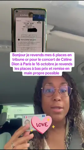 Bonjour je revends mes 6 places en tribune or pour le concert de Céline  Dion à Paris le 16 octobre je revends  les places à bas prix et remise en main propre possible #celinedion #paris #defensearena #celinedionparis #celinedionconcertparis 