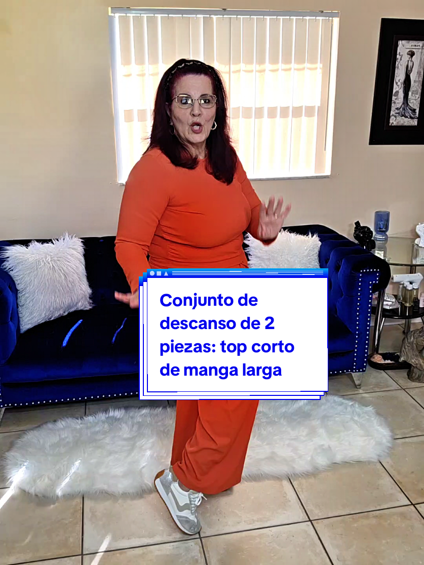 Conjunto de descanso de 2 piezas: top corto de manga larga en punto acanalado y pantalones de pierna ancha  #conjunto #mangalarga #casual #fashion #tiktokshopcreatorpicks 