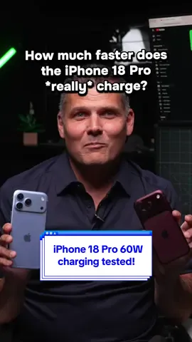 About time 😅 we tested Apple’s upgraded 60W fast charging on the iPhone 18 Pro and Pro Max, and the speeds are a noticeable step up.  In our lab tests, the standard 18 Pro reached 53% battery in just 15 minutes and 80% in 30 minutes.  The Pro Max clocked in at 44% in 15 minutes and 77% in half an hour.  (Just remember that you’ll need a compatible USB Power Delivery brick to reach these numbers since Apple still doesn’t include a charger in the box 😳) Drop a comment with your thoughts on these new speeds! ⚡ #iphone18pro #iphone18promax #iphonecharger #iphonereview #fastcharger 