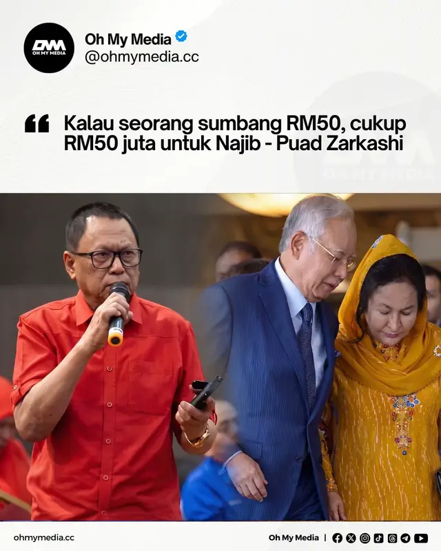 Setiap ahli UMNO dicadangkan menyumbang RM50 seorang bagi membantu parti mengumpulkan dana berjumlah RM50 juta untuk melunaskan denda yang dikenakan terhadap bekas Perdana Menteri, Datuk Seri Najib Razak.  Cadangan itu dikemukakan bekas Ahli Majlis Kerja Tertinggi (MKT) UMNO, Datuk Dr Mohd Puad Zarkashi yang berpandangan sasaran berkenaan mampu dicapai sekiranya sejuta daripada lebih tiga juta ahli UMNO tampil memberikan sumbangan. Menurutnya, jumlah RM50 juta boleh dikumpulkan dengan mudah sekiranya setiap seorang daripada sejuta ahli tersebut menyumbang RM50. Mohd Puad berkata, cadangan berkenaan turut selari dengan saranan Presiden UMNO, Datuk Seri Dr Ahmad Zahid Hamidi supaya parti mengadakan kutipan dana bagi membantu Najib melunaskan denda berkenaan. “Saya sokong saranan Zahid bahawa UMNO akan buat kutipan dana untuk bayar denda RM50 juta yang Najib kena bayar. Walaupun saya bukan lagi ahli UMNO, Insya-ALLAH saya pasti akan memberi sumbangan. “Oleh kerana UMNO ada ahli melebihi tiga juta orang, maka alangkah baik kalau sejuta ahli menyumbang RM50. Dengan mudah RM50 juta sudah terkumpul,” katanya menerusi hantaran di Facebook rasminya pada Jumaat. Sebelum ini, UMNO mengambil inisiatif melancarkan kutipan tabung sumbangan bagi membantu meringankan beban Najib untuk melunaskan denda RM50 juta yang dikenakan berkaitan baki hukuman tahanan di rumah sehingga 23 Ogos 2028. Ahmad Zahid sebelum ini berkata, parti berharap seluruh kepimpinan, ahli dan penyokong, termasuk mana-mana pihak yang ingin memberikan sokongan, dapat menyumbang secara sukarela kepada kutipan berkenaan. Dalam perkembangan sama, Mohd Puad yang juga bekas Speaker Dewan Undangan Negeri (DUN) Johor mengulangi pendiriannya bahawa Najib menjadi mangsa dendam politik bekas Perdana Menteri, Tun Dr Mahathir Mohamad. “Saya tetap yakin Najib mangsa dendam politik Mahathir,” jelasnya. Beliau bagaimanapun secara berseloroh meminta supaya kenyataannya itu tidak dilihat sebagai campur tangan dalam urusan berkenaan. “Diharap saya tidak dicop penyibuk,” tambahnya lagi.