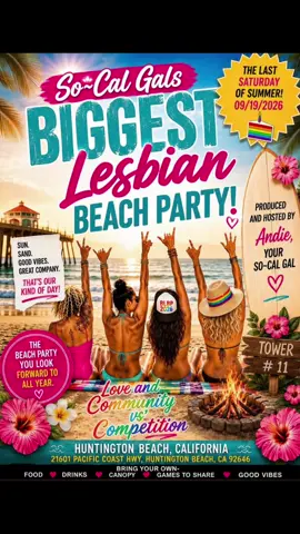 So Cal Lesbians!  The LA&OC Lesbian Group is  hosting a beach party this Sat, Sept.19!  Who’s coming with me? #wlw #lesbian #lesbiansoftiktok #socallesbians #fyp 