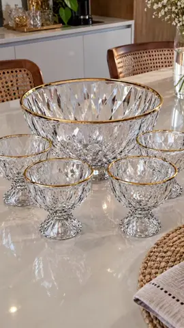 Conjunto Bowl E Taças De Sobremesa #bowl #tacasdesobremesa #mesaposta #cristal #decoracao