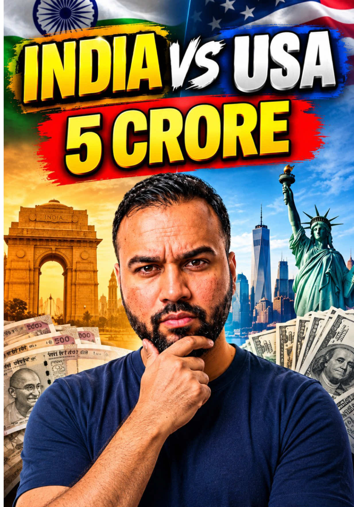 India vs America: Same 5 Crore, Bilkul Alag Life — Asli Sach 5 crore ka paisa — India mein aur America mein. Kya milta hai? Bilkul alag life. Main Desi Dad hoon, 15 saal America ke andar. Aaj aapko dikhata hoon ki same budget pe: • India mein 2-3 bedroom flat, ghar ke samne parking ki pareshani • America mein $400k-450k ka ghar, apna driveway, school bus ghar tak • Healthcare — India mein pehle bharo, America mein baad mein bill • Ghar khula chhodo, car uncooled chhod do — yahan hota hai Kaha zindagi behtar? Apna experience batao. Agar aapke paas bhi same budget ho — India ya America? Comment mein batao. Agar aap aise hi America ki asli reality janna chahte ho — follow karo. Agla video: isi colony ki asli reality, dhool aur sab kuch. india vs america | india vs usa | nri life | life in america | cost of living | life in india #IndiaVsAmerica #NRI #LifeInAmerica #IndiaVsUSA #costofliving 