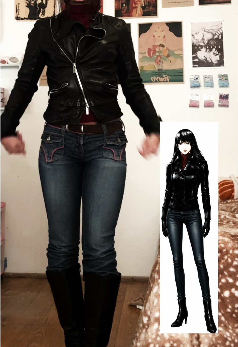 Naomi Misora outfit 🖤📓 #deathnote #noamimisora #leatherjacket #OOTD 