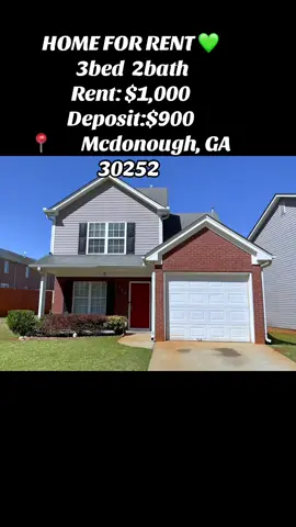 🏡 3 Bed | 2 Bath Home for Rent! 🔑 📍 5315 Tussahaw Xing, McDonough, GA 30252 💰 Rent: $1,000/month 💵 Deposit: $900 ✨ Spacious 3-bedroom, 2-bathroom home available now! 📩 Yes, it’s still available! Send me your name and contact number so I can forward your information to the landlord, and they can give you more details. #McDonoughGA #McDonoughGeorgia #GeorgiaRentals #HouseForRent #ForRent        