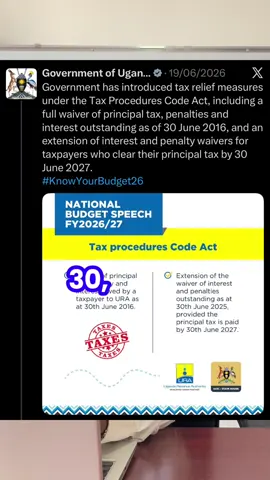 Government has introduced tax relief measures under the Tax Procedures Code Act, including a full waiver of principal tax, penalties and interest outstanding as of 30 June 2016, and an extension of interest and penalty waivers for taxpayers who clear their principal tax by 30 June 2027.#propertyownership #ownership #vestafi 
