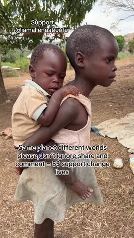 Life is not good here😔 This is how I met them today,one young Agnes child carrying young Martin on back, standing sadly and dirty, hoping for food, but none was around. Imagine, even $1 could help change their life, but no one has pledged yet. Please help,please support by donating,sharing,for food ,clothes and home thank you 🥹 link in bio #fyp #humanity #usa #sad #changelife 