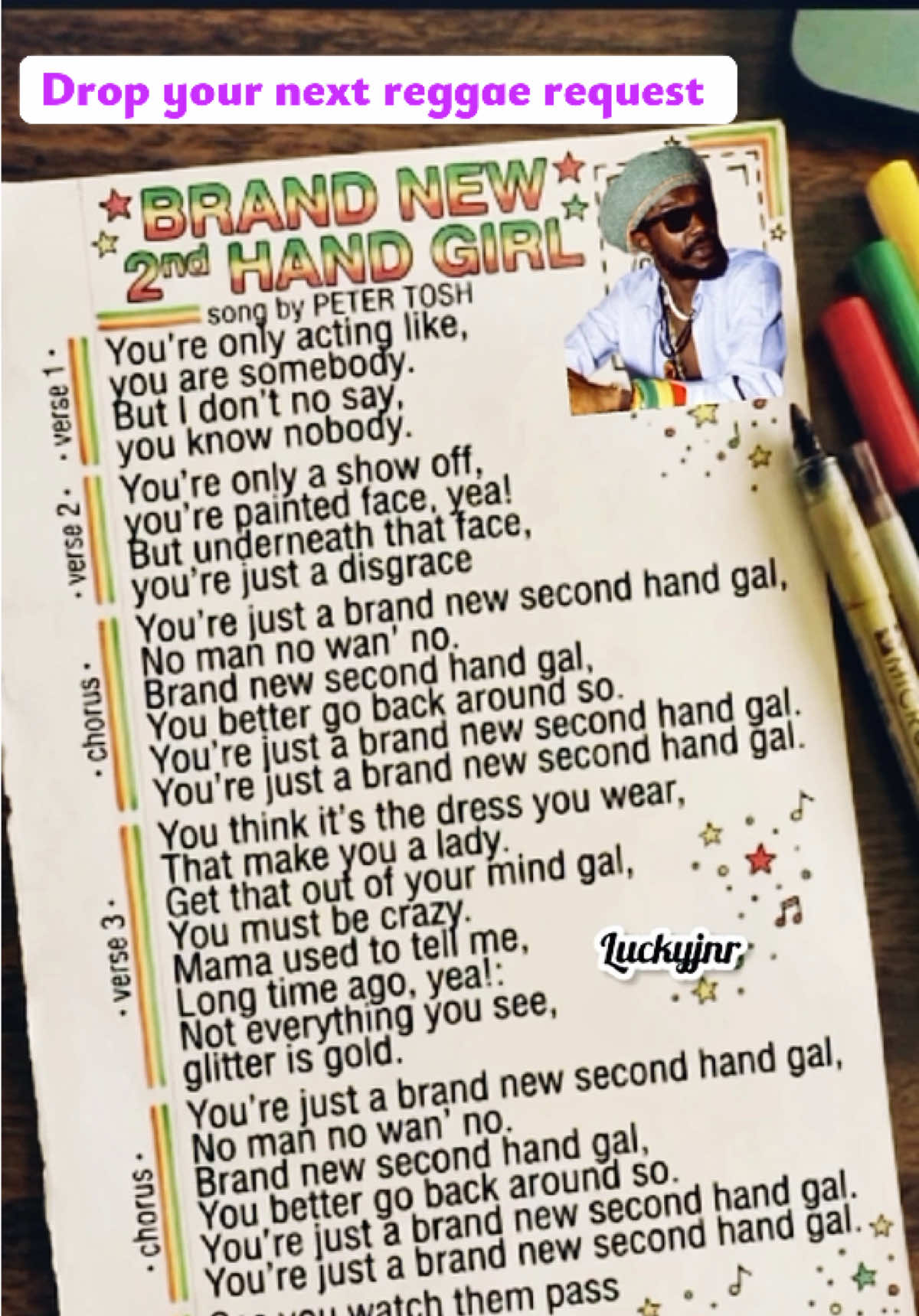 BRAND NEW SECOND HAND GIRL; Song by Peter Tosh #brandnewsecondhand #petertosh #jamaicantiktok🇯🇲viral #luckyjnr99 #reggae  @Lucky Jnr ✅ @C J Sparrow 🐦🐦 
