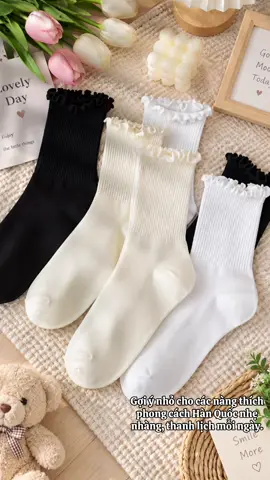 sét 10 đôi tất nhún cổ bèo vớ nhiều màu thời trang trơn basic vải co giãn thoáng khí chống hôi chân#tatxinh #tat #tatcocao #tatnu 