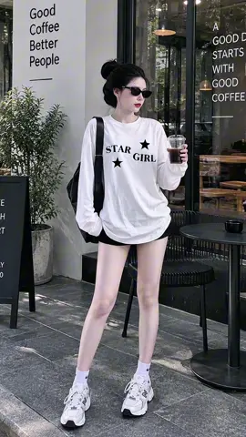 Áo Thun Tay Dài Star Girl - Thiết kế đơn giản phong cách trẻ trung, chất cotton mềm mịn mặc 4 mùa#aothuntaydai #aothun #aothudong #aothunnu #thoitrangnu 