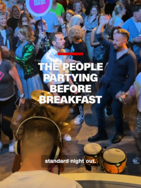 The financial district of London is the last place you'd expect to find a rave. But on a Wednesday morning before work, hundreds of people showed up to party – all before having breakfast.