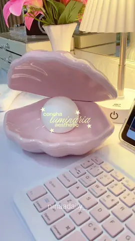 Parece que essa luminária saiu do pinterest, estou apaixonada por ela! 🐚🤍✨ #luminaria #decoracao #roomdecor #fyp