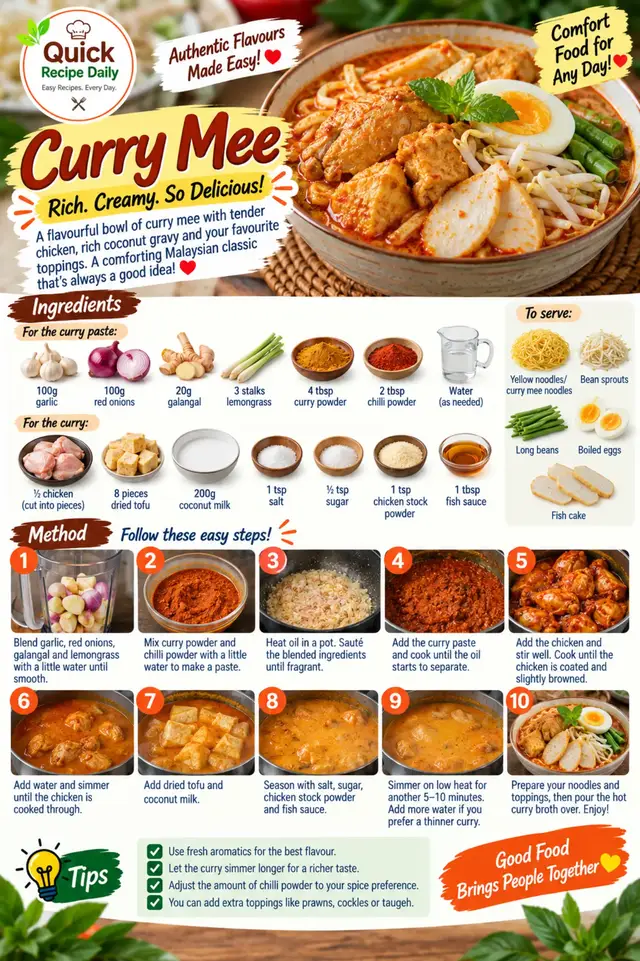 A comforting bowl of creamy coconut curry, tender chicken, tofu and all your favourite curry mee toppings 🤤✨ Perfect for a cosy homemade lunch or dinner! 📌 SAVE this recipe for your next curry mee craving! What’s a must-have in your curry mee — fish cake, boiled egg or tofu? 👇 #CurryMee #MalaysianFood #MeeKari #NoodleRecipe #EasyRecipes