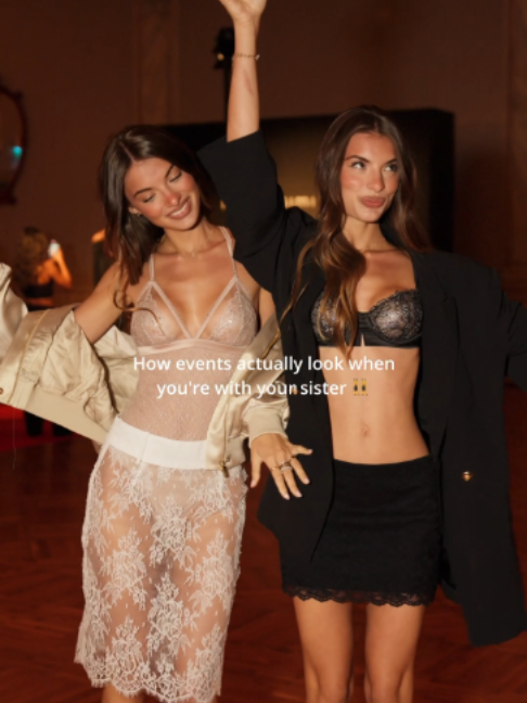 Sister tax: stealing each other’s Nude Look pieces before the party ✨ @legemels #intimissimi