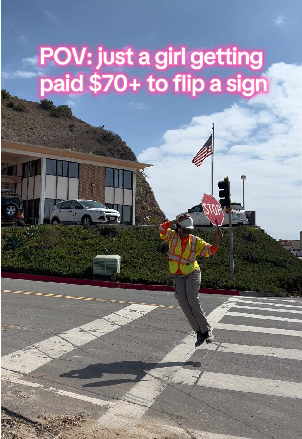 Smile and wave boys smile and wave 👋🏾😊#flagger #trafficcontrol #prevailingwage #bluecollar #fyp 