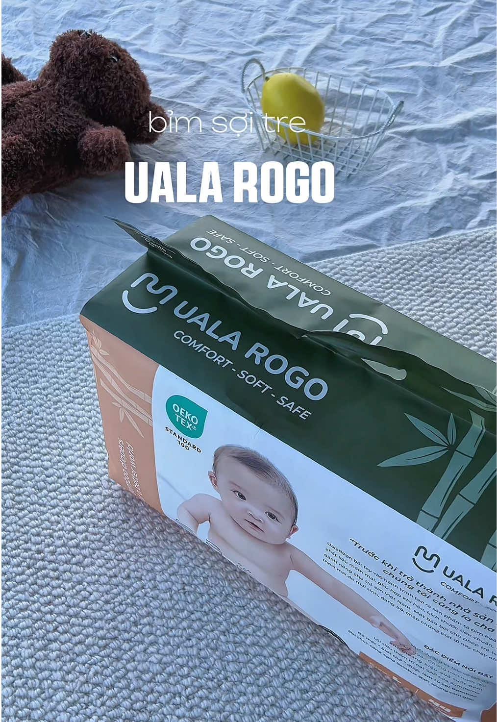 Em bé dễ hăm đỏ thì mẹ tham khảo dòng bỉm sợi tre này, mình khá ưng vì mềm mại thoải mái. #ualarogo #tachobe 