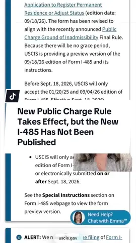 *UPDATE* The new form has been officially published. 9/18/2026: The new public charge rule affecting adjustment of status applicants is in effect today, but the new AOS form that was supposed to be published today is not available on the USCIS website as of the recording of this video.  🎥Watch this video for more details.  This is general information only, and not legal advice. Immigration laws and policies can shift quickly, so the content of this video may become outdated.  #aos #immigrationlaw #immigrationlawyer #immigrationattorney 