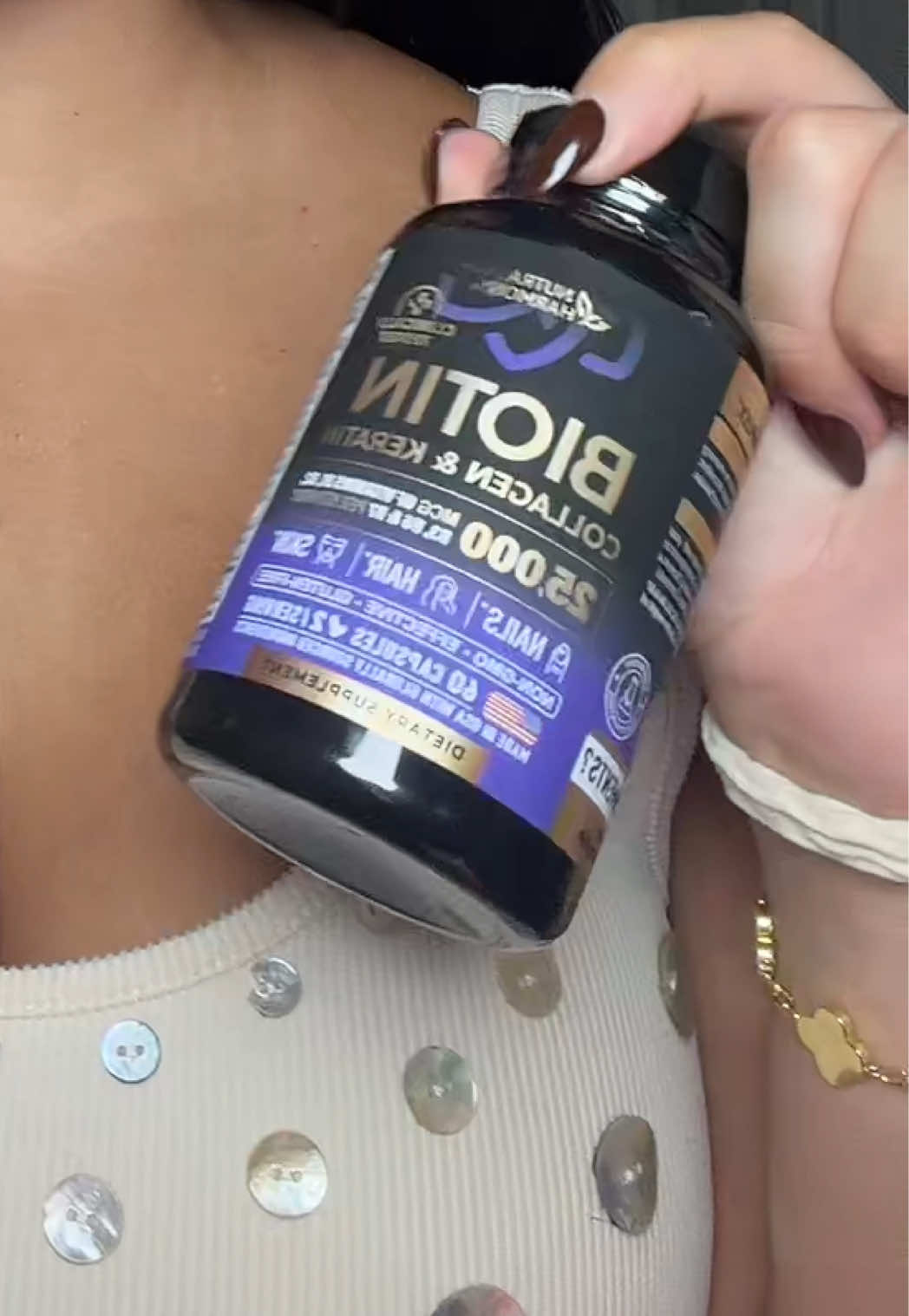 All in one supplemt for healthy skin, hair, and nails #nutraharmony #biotin #longhair #collagen #glasskin 