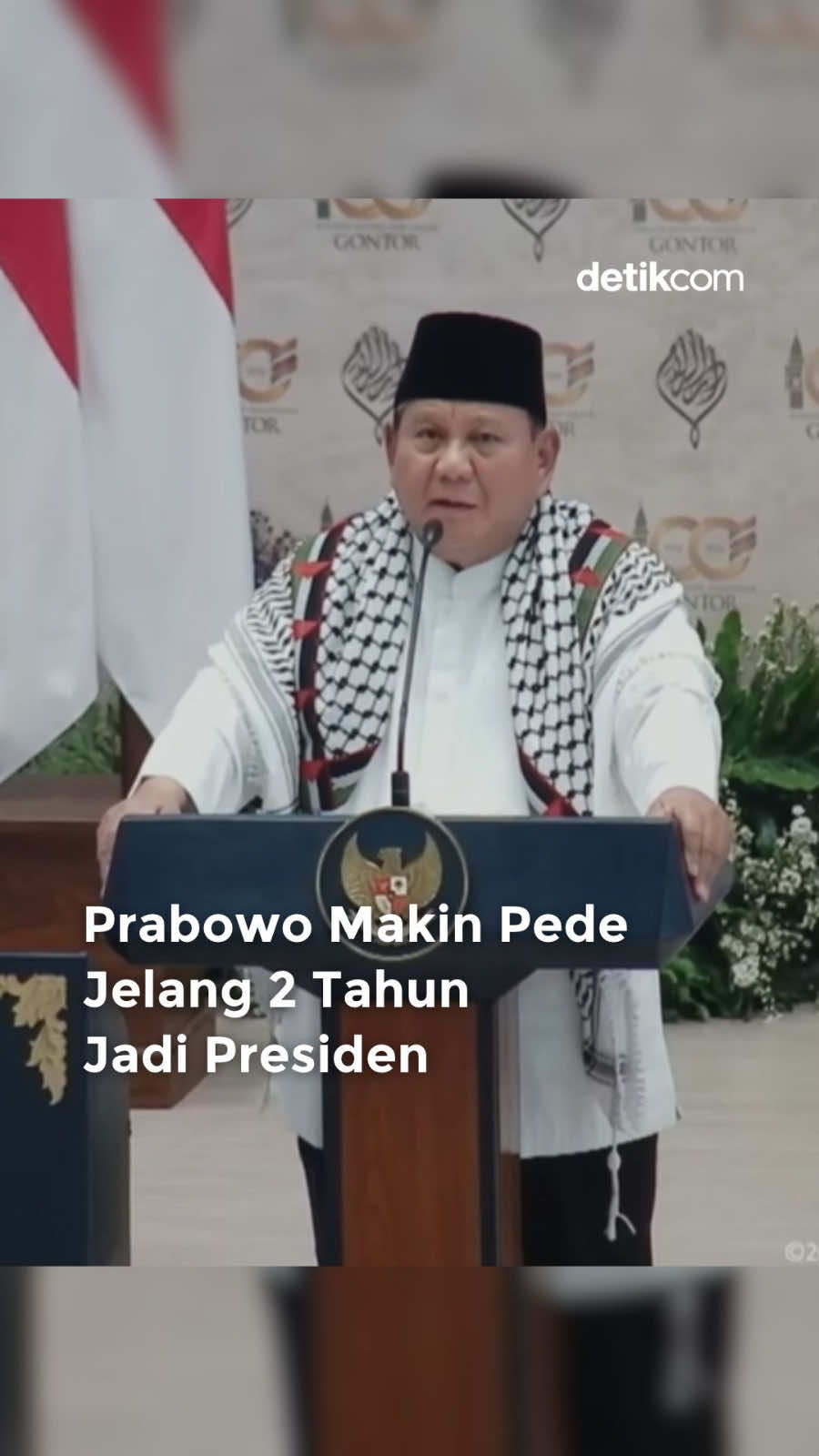 Presiden Prabowo Subianto mengaku semakin percaya diri menjelang dua tahun masa pemerintahannya. Dia menyebut sejumlah keberhasilan telah dicapai pemerintah dan memberikan manfaat bagi bangsa serta rakyat Indonesia. Hal itu disampaikan Prabowo saat menghadiri peringatan 100 tahun Pondok Modern Darussalam Gontor di Ponorogo, Jawa Timur, Sabtu (19/9/2026). Prabowo juga berterima kasih atas dukungan koalisi pemerintah, termasuk para alumni Gontor yang berada di dalam pemerintahan. Baca berita selengkapnya hanya di detik.com! Creator: Ariandi #detikcom #Prabowo #Gontor #Pemerintah #Indonesia