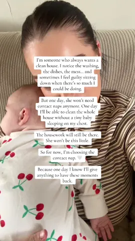 The housework can wait 🤍 I’m learning that these contact naps aren’t wasted time — they’re the moments I’ll wish I could relive one day. I’ll have a clean house again… but I’ll never have this tiny version of her again 🥹 If you’re in the contact nap stage too, this one’s for you 🤍 #contactnap #contactnapping #mumtok #motherhood #newmum        