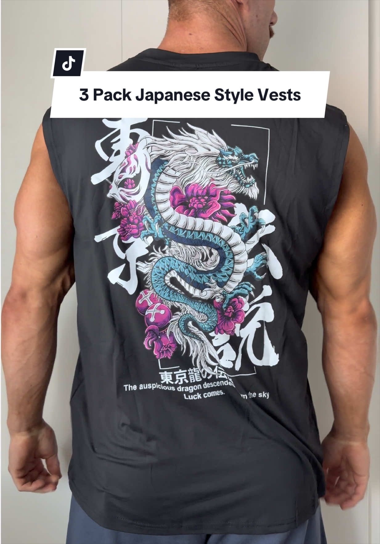 3 pack Japanese Sleeves Ts Black Cream White Wearing size XL 5ft 10/11 weighing 90kg #fashion #vest #clothes #style #deal 