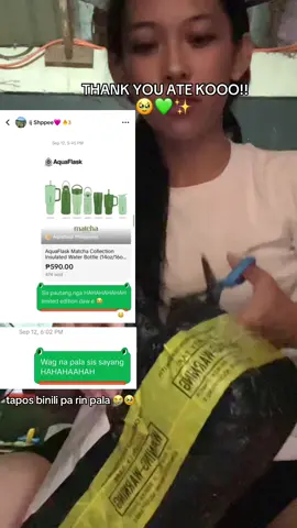 WAAAAAHHHHH TYSM ATEEEE @ij Shppee🩷 🥹💚 ANG GANDAAAA #aquaflask #giftideas #aquaflasktumbler #matchaseries AQUAFLASK MATCHA SERIES 🫶✨
