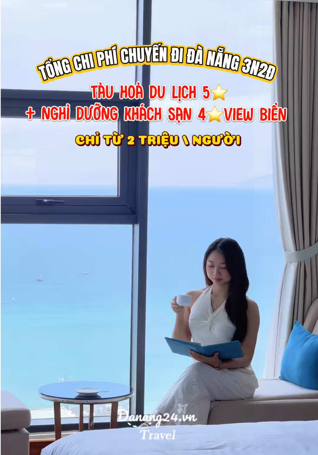 Trải nghiệm chuyến tàu hoả du lịch 5sao và nghỉ dưỡng tại khách sạn view biển thì hết bao nhiêu 🥰 #danang #reviewdanang #combodulichdanang #danangdidau #tauhoavietnam 