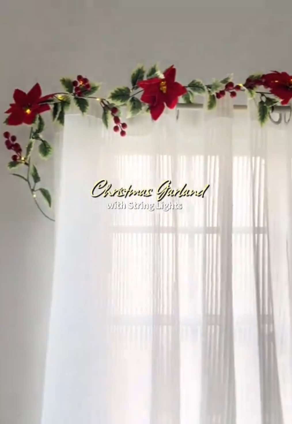 Budget friendly Christmas Garland with string lights ✨ —  very festive at super dali i-setup! Perfect sa door, window or kahit saan mo man gusto. Available in any design. Grab yours now! #christmasgarland  #stringlights #christmasdecor #christmasdecorations #christmasdecorating 
