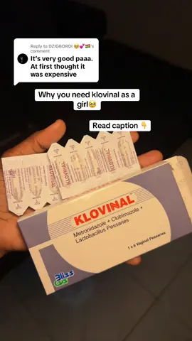 Replying to @DZIGBORDI 🥹💕🇬🇭 Klovinal Pessary is a vaginal medicine used to treat certain vaginal infections. It contains metronidazole, clotrimazole, and Lactobacillus.   What Klovinal is used for 	•	Bacterial vaginosis (BV) — often associated with unusual discharge or fishy odor. 	•	Vaginal yeast infection (thrush) — commonly causes itching, irritation and thick/abnormal discharge. 	•	Trichomoniasis — a sexually transmitted vaginal infection caused by a parasite. 	•	Helps restore healthy vaginal bacteria through Lactobacillus.   Important: Klovinal is inserted inside the vagina; it should not be swallowed. The product information specifies one pessary at bedtime for 6 consecutive nights, but follow the instructions from your doctor/pharmacist or the package you have.   If you have bad-smelling discharge, pelvic pain, bleeding, sores, or symptoms that keep coming back, it’s best to get checked rather than assuming it’s a yeast infection.#kl#klovinal#yeastinfection