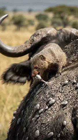 Mongoose and buffalo 🐃 #wildlife #animals #nature #shorts 