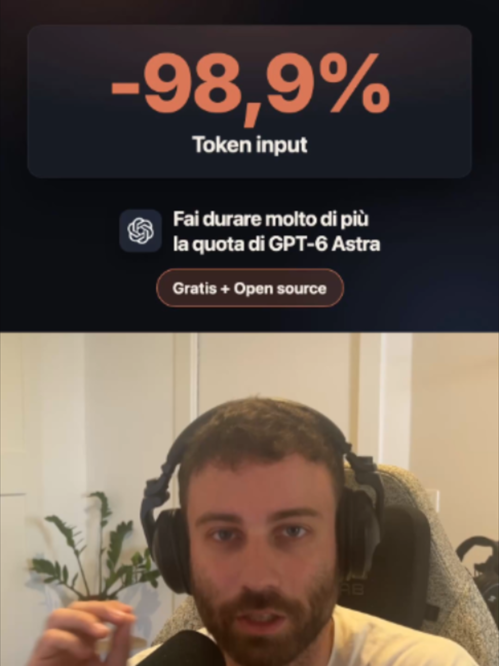 GPT-6 Astra ti brucia troppo velocemente la quota del piano mentre fai vibe coding? Con Astra Flash Orchestrator puoi risparmiare fino al 98,9% dei token input: Astra pianifica e controlla, mentre DeepSeek V4.1 Flash scrive il codice. Gratis e open source. #vibecoding #gpt6 #codex #ai #coding